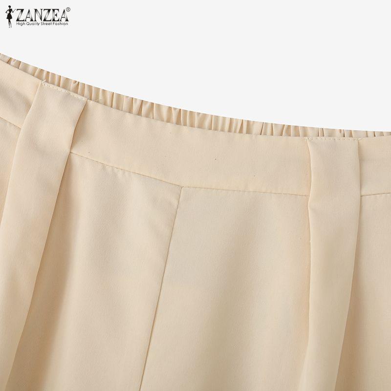 ZANZEA Women Casual Elastic Waist Loose Casual Wide Leg Pants