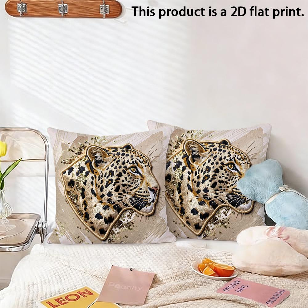 2 Pezzi Copricuscini Decorativi Lussuosi con Stampa Leopardo Dorato Cuscini Decorativi Animali Selvatici per Divano Camera da Letto Soggiorno
