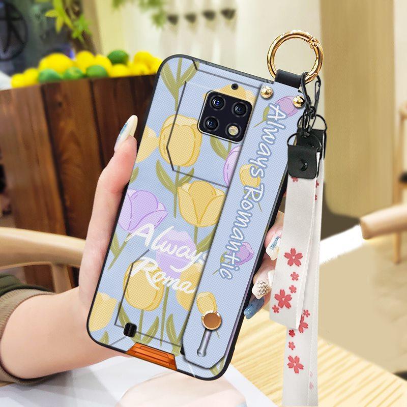 Phone Holder Wristband Phone Case For Oukitel WP6 Oil Painting Soft Case Fashion Design Protective Kickstand Anti-knock