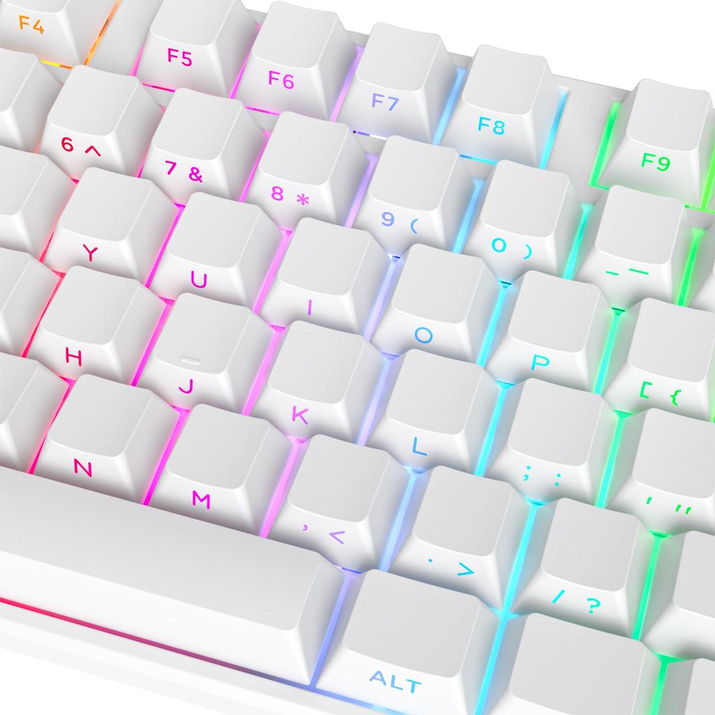 130 Key Side Print PBT White Keycaps 75 Cherry Profile Minimalist Style Custom Keyboard Keycaps for Mechanical Keyboards Percent, Shine-Through