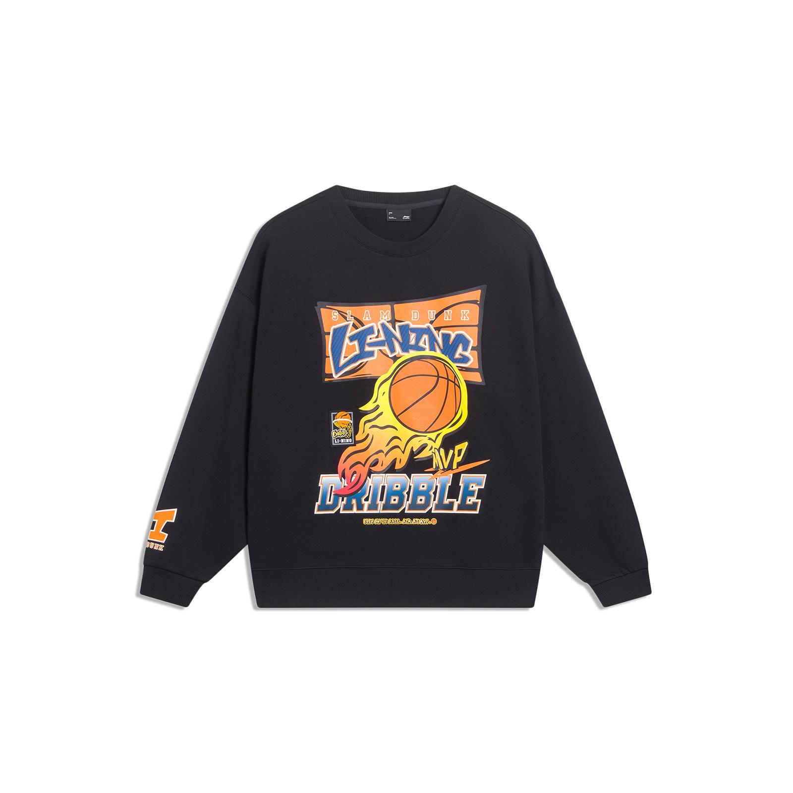 Li-Ning Hoops Cartoon Graphic Sweatshirt  Black  Men s AWDT553-2 M