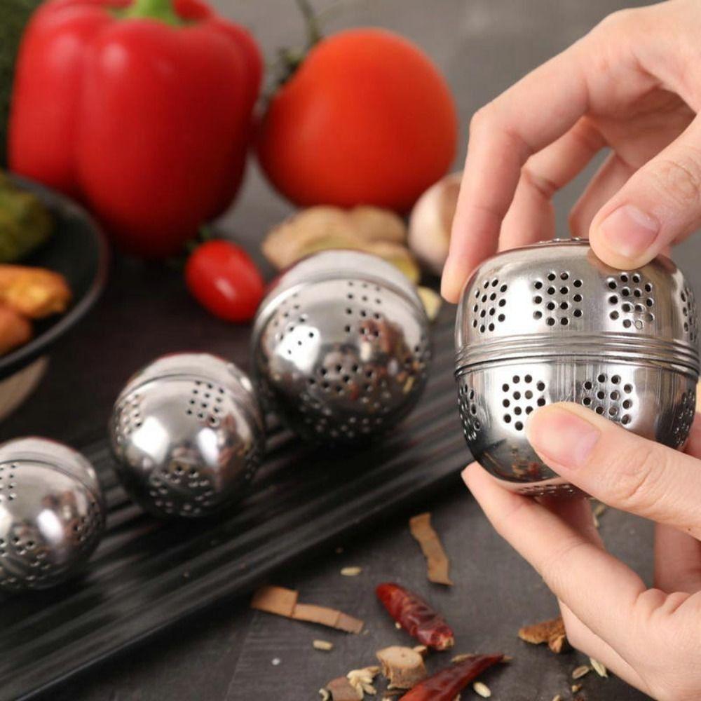 Clean High Temperature Resistance Stainless Steel Kitchen Oval Tea Leak Mesh Tea Infuser Filtering Tennis Ball Seasoning Ball