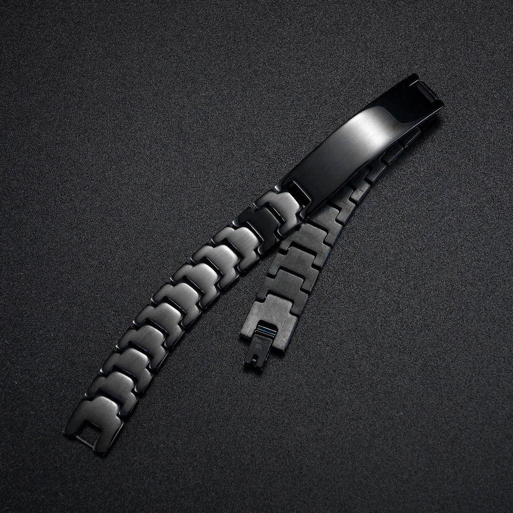 Japanese & Korean Style Men's Black Stainless Steel Engravable Bracelet