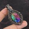 Rainbow Solar Quartz Druzy Copper Wire Wrapped Jewelry Rainbow Moonstone Pendant Copper Gemstone Pendant Handmade Wire Jewelry Gift For Him