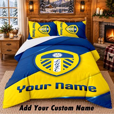 Leeds United Pattern Bedding 3Pcs Set Custom Name, Bed Sheet And Pillowcases For Home Bedroom