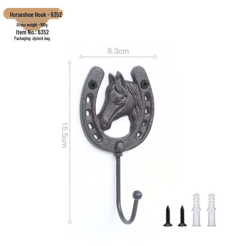 American Retro Horseshoe Iron Wall Hook - Cast Iron Art Decor for Bars and Cafes