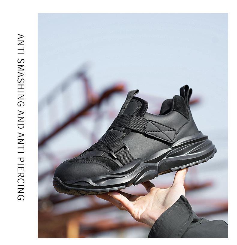 Men's Steel Toe Safety Shoes - Anti-Smash, Anti-Puncture, Velcro Closure, Soft Sole, Comfortable for Long Standing