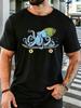 Octopus Wearing Beanie Riding Skateboard Graphic Unisexs Crew Neck Short Sleeve Cotton T Shirt Street Ocean Animal Male Casual Tee