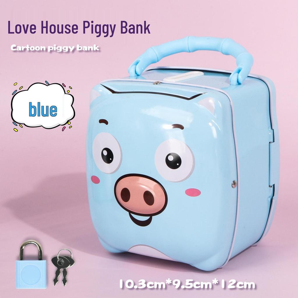 Creative Pig Iron Metal Piggy Bank with Lock – Student Coin Jar, Children's Gift, Kindergarten Prize