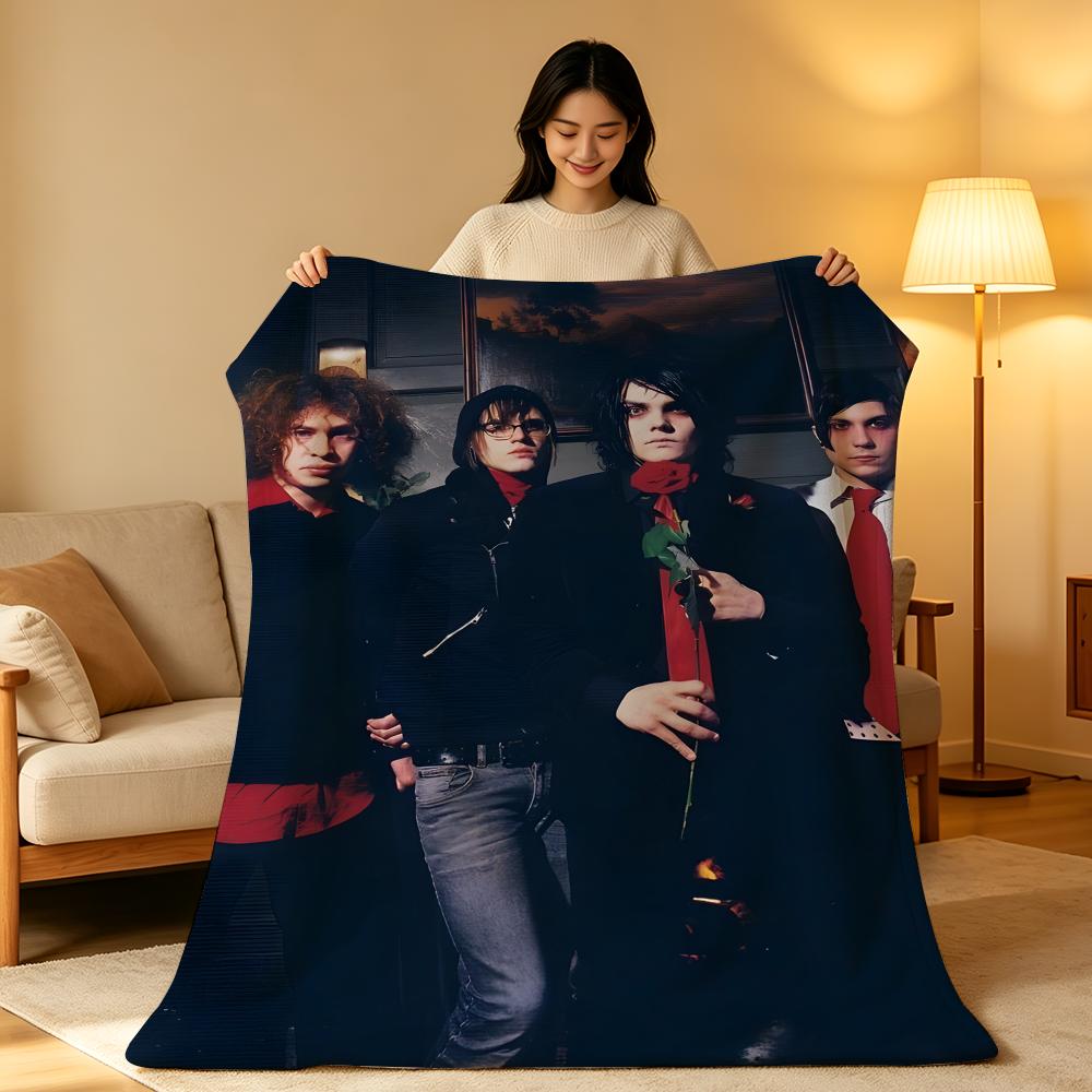 Band M-My C-Chemical R-Romance Throw High-Density Short Plush Blanket Soft Skin-Friendly for Sofa Nap Air-Conditioned Room