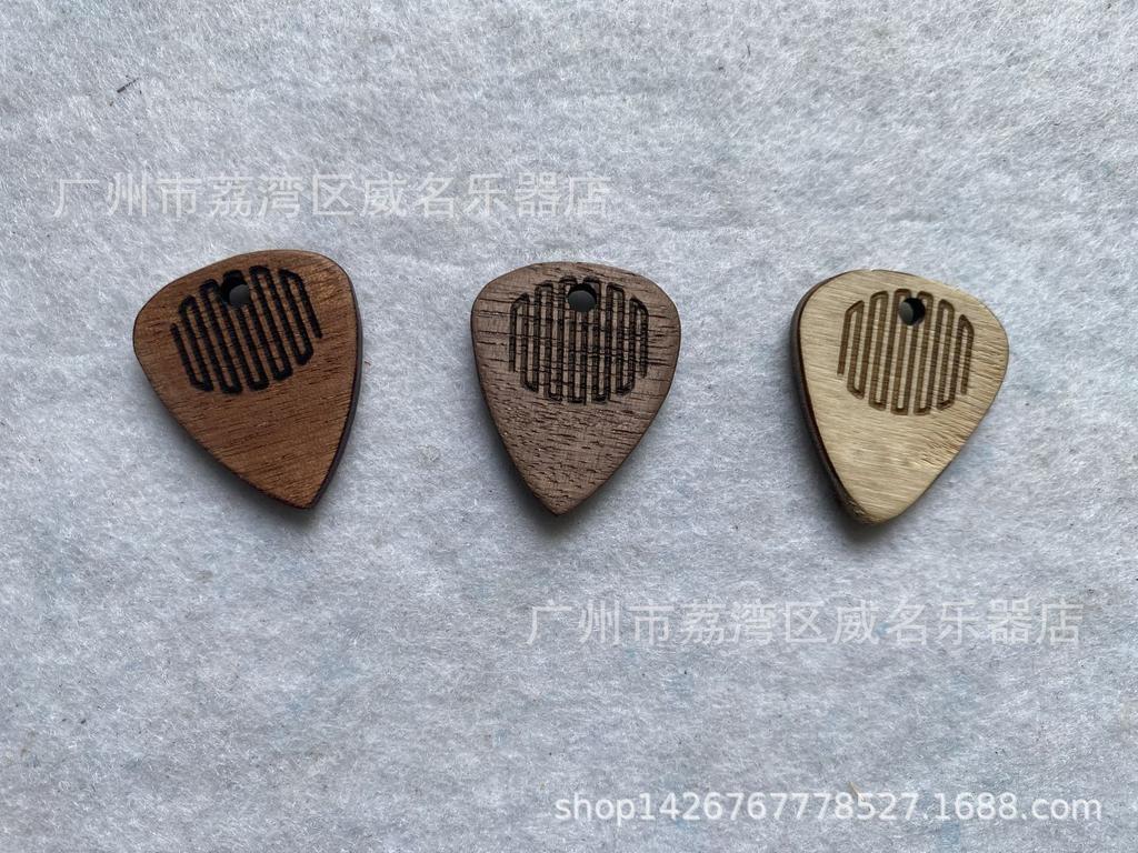 Custom Solid Wood Guitar Pick Pendant Necklace with Logo