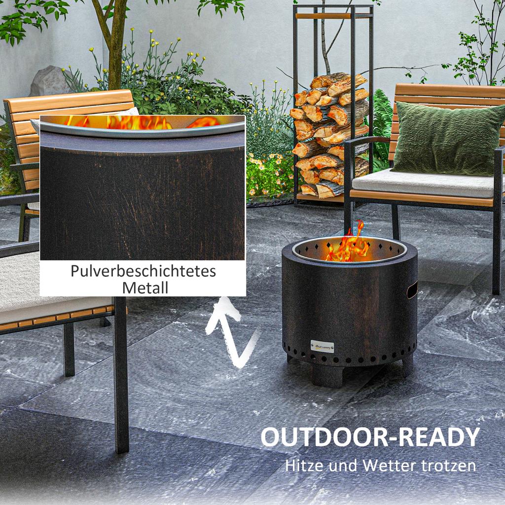 Metal Wood-burning Smokeless Fire Pit, Black