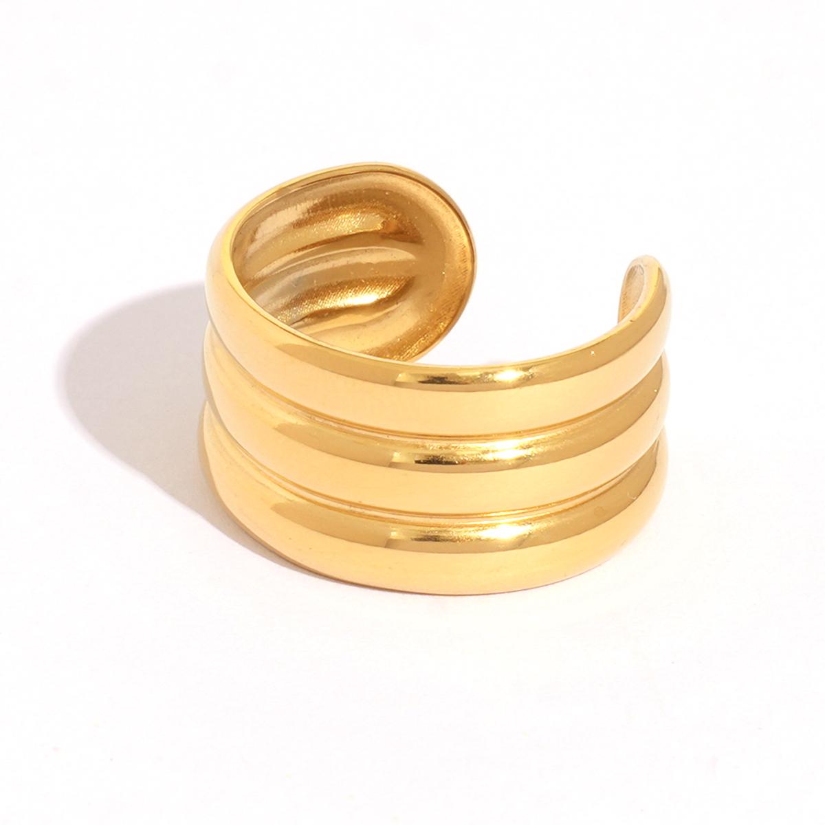 

Stainless Steel Hip Hop Multi-Layer 18K Gold Plated Rings chic Design Rock Metal Ring For Women Daily Wear Zircon for Vacation
