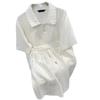 Women's Summer 2026 Casual Sports Suit - Hong Kong Style Short Sleeve T-Shirt & White Two-Piece Set