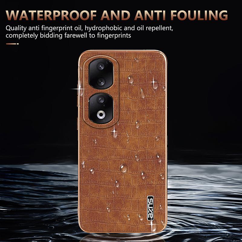 For Honor 90 Pro Case PU Leather+TPU Electroplating Phone Cover