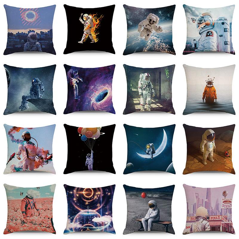 Wish Pillowcase Astronaut Planet Linen Pillow Cushion Cover