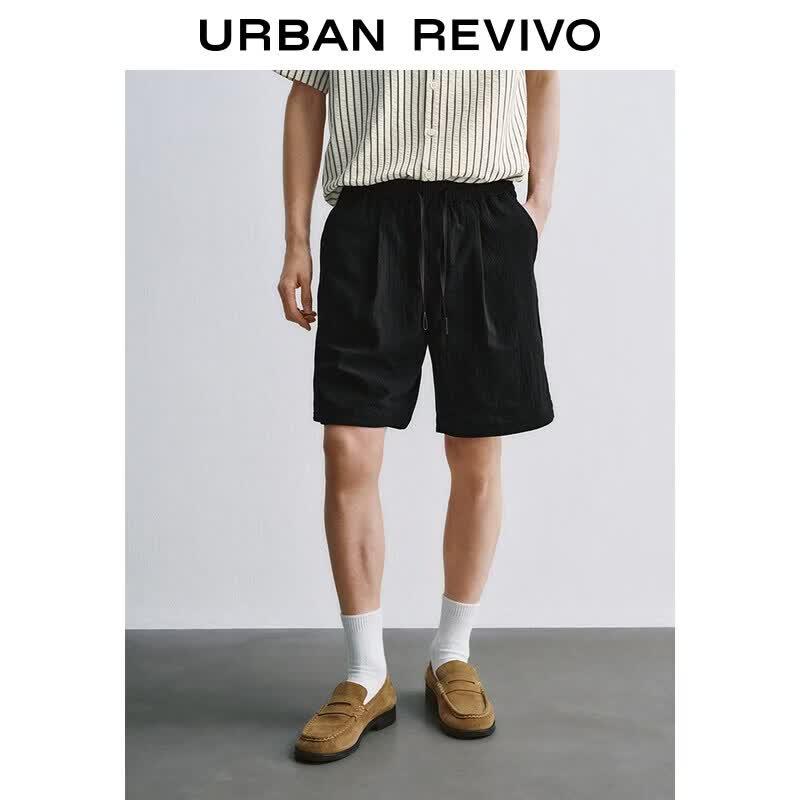 UR2026 Men s Pleated Elastic Drawstring Cargo Shorts 29