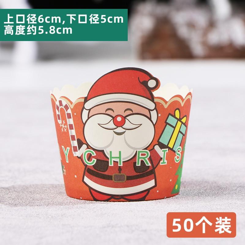 50 Stück Weihnachten Cupcake Backwerkzeug Tassenblech Cartoon Rentier Schneemann Muffin Kuchen Papierförmchen Weihnachten Party Dekoration