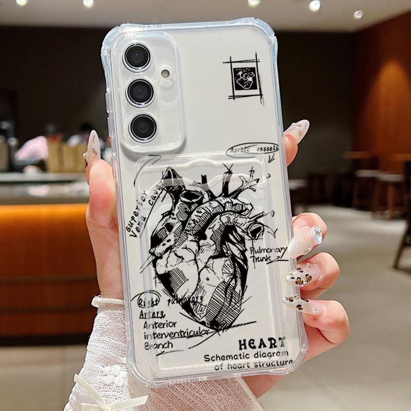 Heart Eample Diagram Phone Case For Samsung Galaxy A56 A55 A35 A15 A16 5G S25 S24 S22 Ultra S23 S24 FE Card Bag Wallet TPU Cover