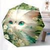 1pc White Cat Cartoon Umbrella, Portable 3-Fold Compact Umbrella, Suitable for Camping, Hiking and Travel, Ideal Easter Birthday Gift for Family