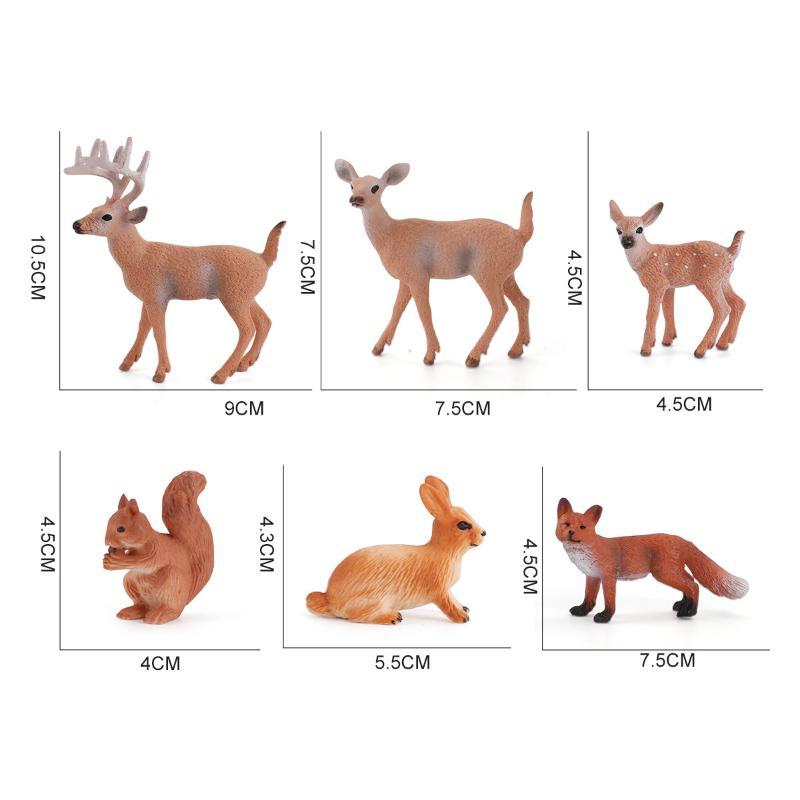 Deer Family Fox Artificial Animal Figures Cute Mini Resin Statues Smooth Surface for Desktop Display Home Decor Gifts