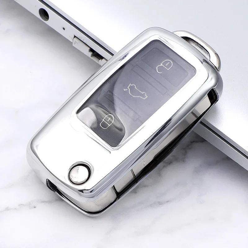 

Soft TPU Car Key Case for VW Volkswagen Polo Golf Passat B5 B6 B7 Beetle Caddy T5 Up Eos Tiguan for Skoda Octavia срібний