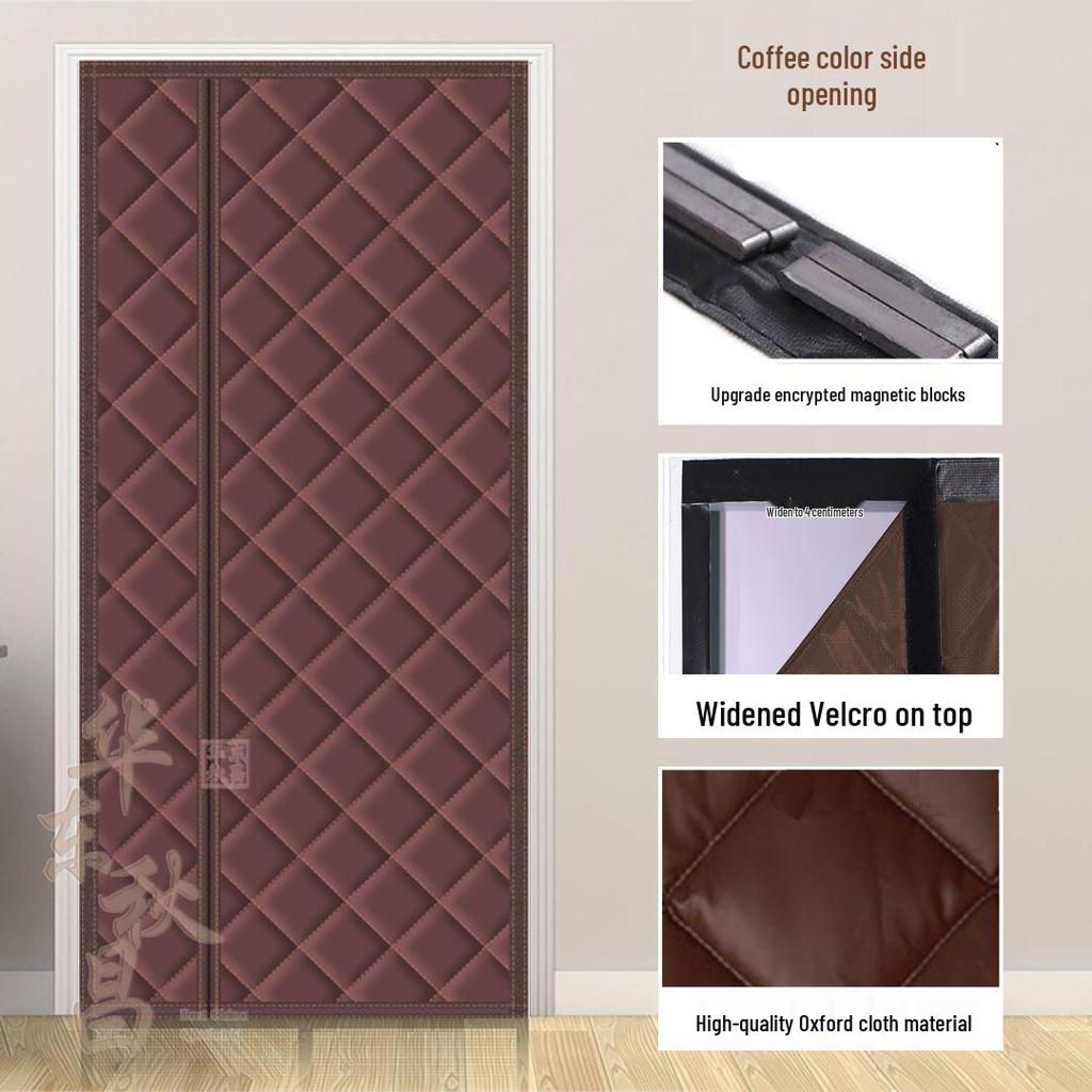 Winter Geïsoleerd Winddicht Katoenen Deurgordijn met Magnetische Zuiging - Warme Huis Airconditioning Barrière, Geen-Boor Scheidingswand Installatie