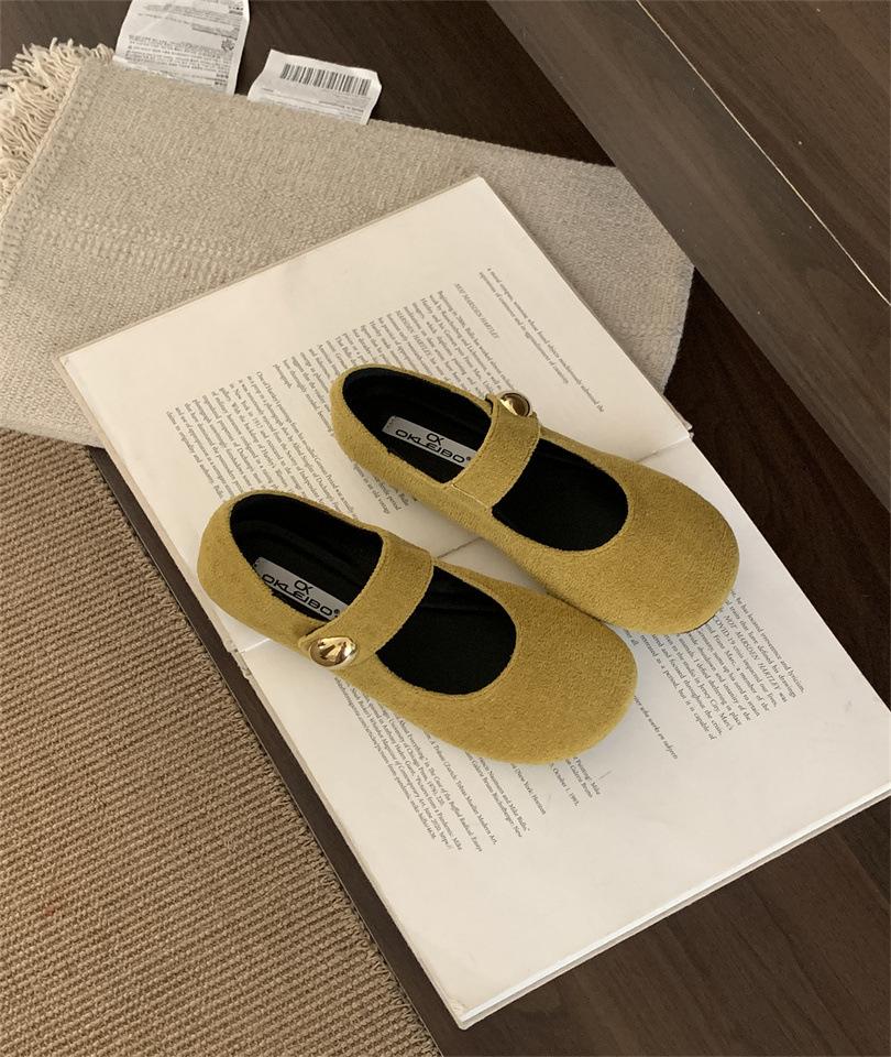 2025 spring and summer new French retro one-word strap Mary Jane shoes women's soft-soled single shoes with skirts ballet shoes