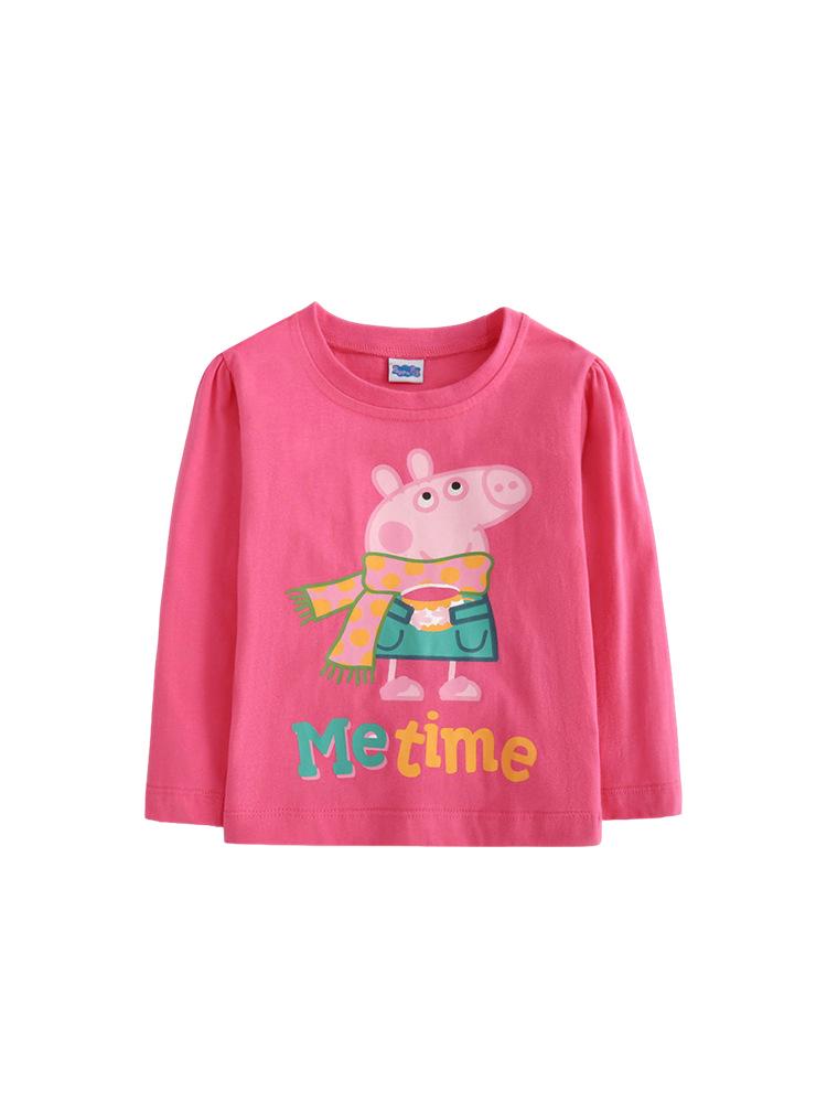 Peppa Pig Kids' Long Sleeve Cartoon T-shirt – Fashionable Spring/Autumn Wear