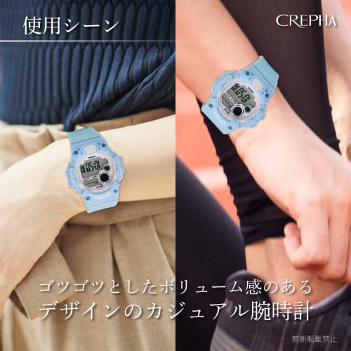Klefa Digital Women's Watch Waterproof Stopwatch Urethane Belt Blue TE-D280-LB