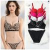 BH-Set Europäisches Strass-Dessous-Set Sexy Ausgeschnittenes Push-Up Rücken-Schönheit Geraffte Damen