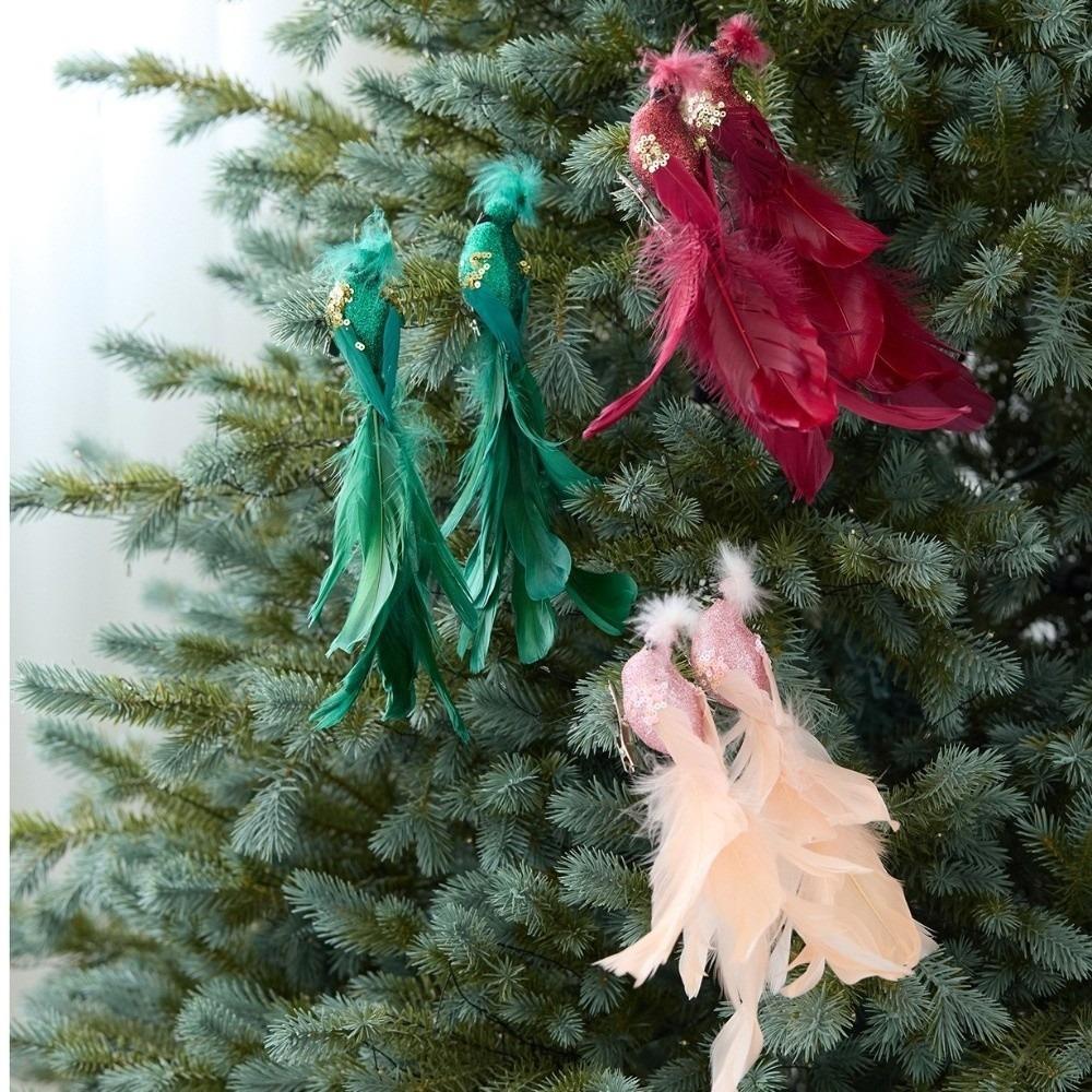 2 st/set Nya Realistiska Glitter Julfågelprydnader Glitter Simulerad Fauxfågel Simulering Fågel Dekor Festlig Atmosfär