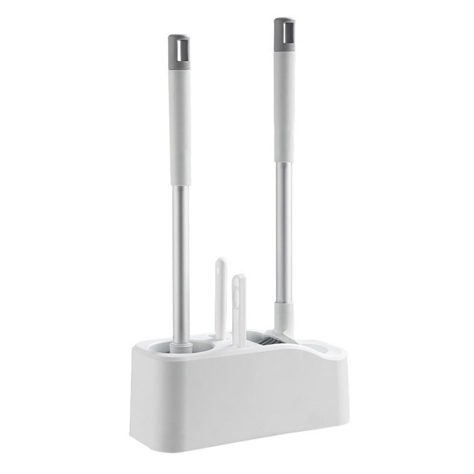 

4 in 1 Toilet Bowl Brush Holder Set Wall Hanging Toilet Brush Kit Without Drilling for Bathroom RV Deep Cleaning белый