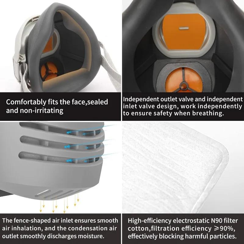 Industrial Dust Mask Reusable with Filter Cotton Dust Respirator Half-face Industrial Anti-smog Safety Gas Mask