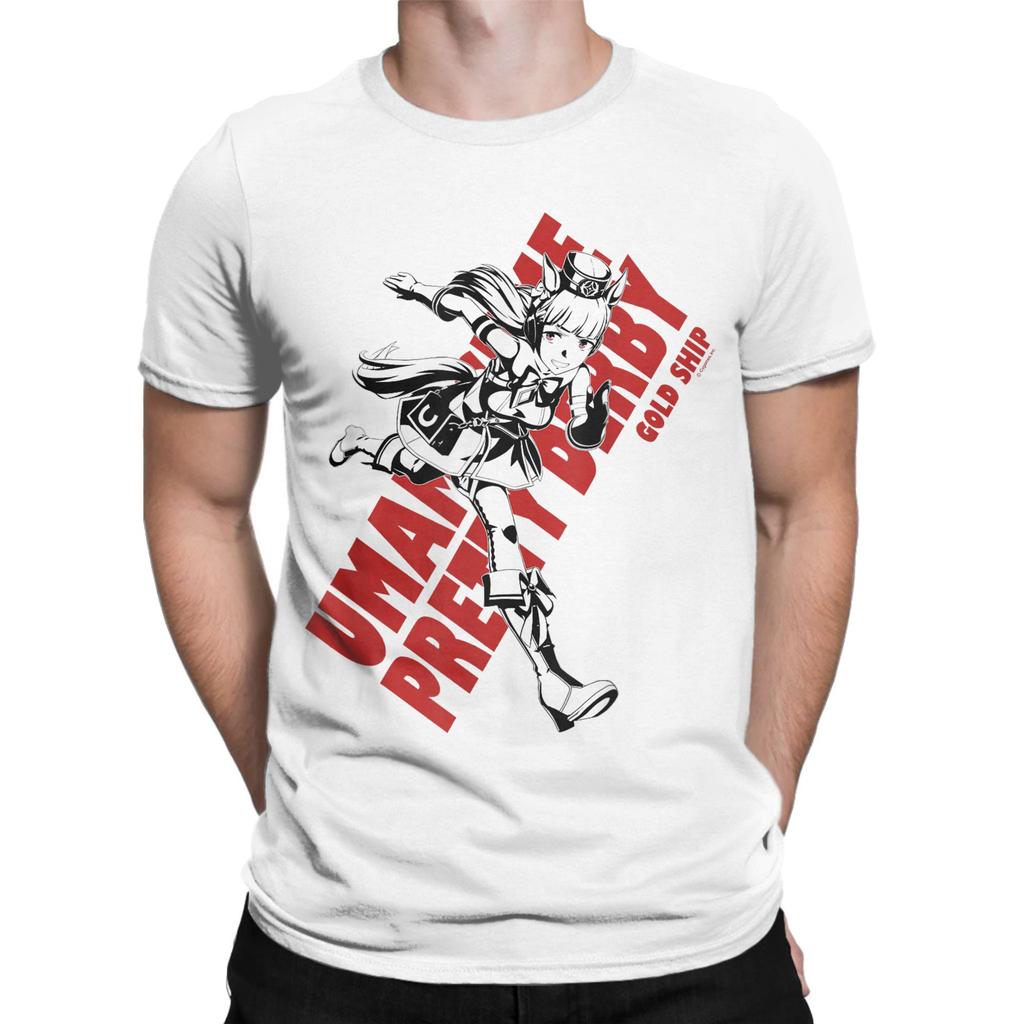Umamusume Pretty Derby Gold Ship T-Shirts Men Vintage Cotton Tees Crewneck Short Sleeve T Shirts Plus Size Clothing