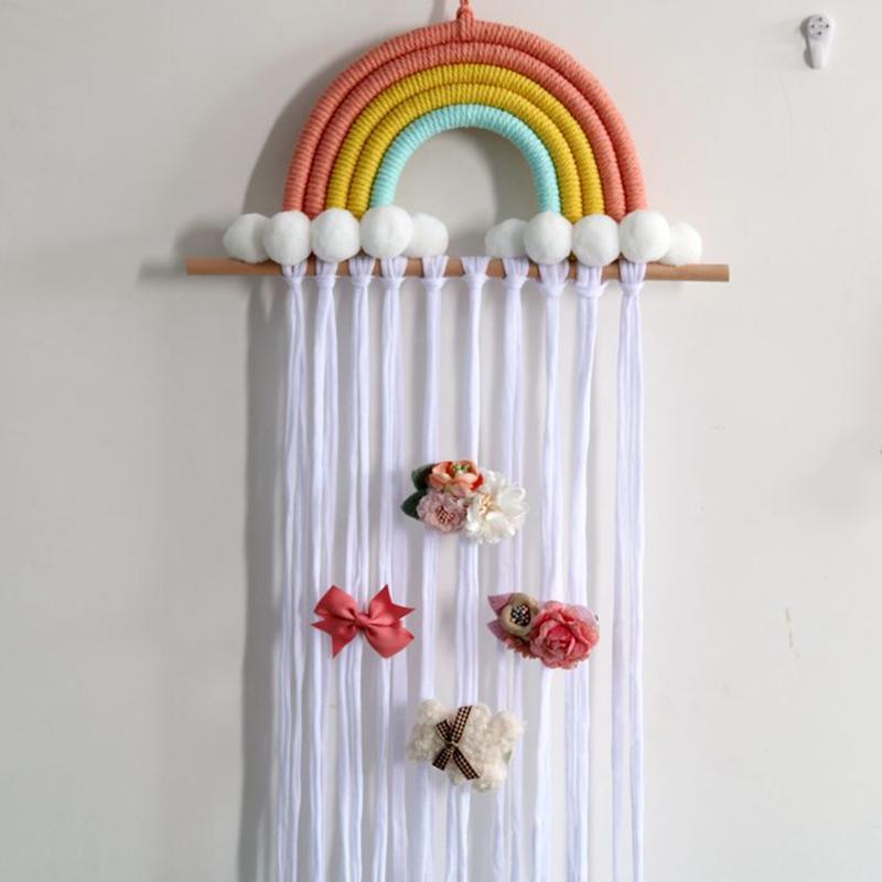 Závěsný organizér na sponky do vlasů s duhou, nástěnný věšák, dekorace, organizér na skřipce do vlasů pro dívku, držák na čelenky, domácí úložný doplněk