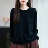 Long-sleeved Knitted Sweater, Women's Autumn and Winter Rolled-up Round-neck Loose Pullover Base Layer