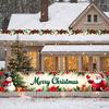 Seasonal Decoration Poinsettia Pattern Holiday Banner Christmas Party Decor Santa Claus Theme Christmas Banner For Holiday Party