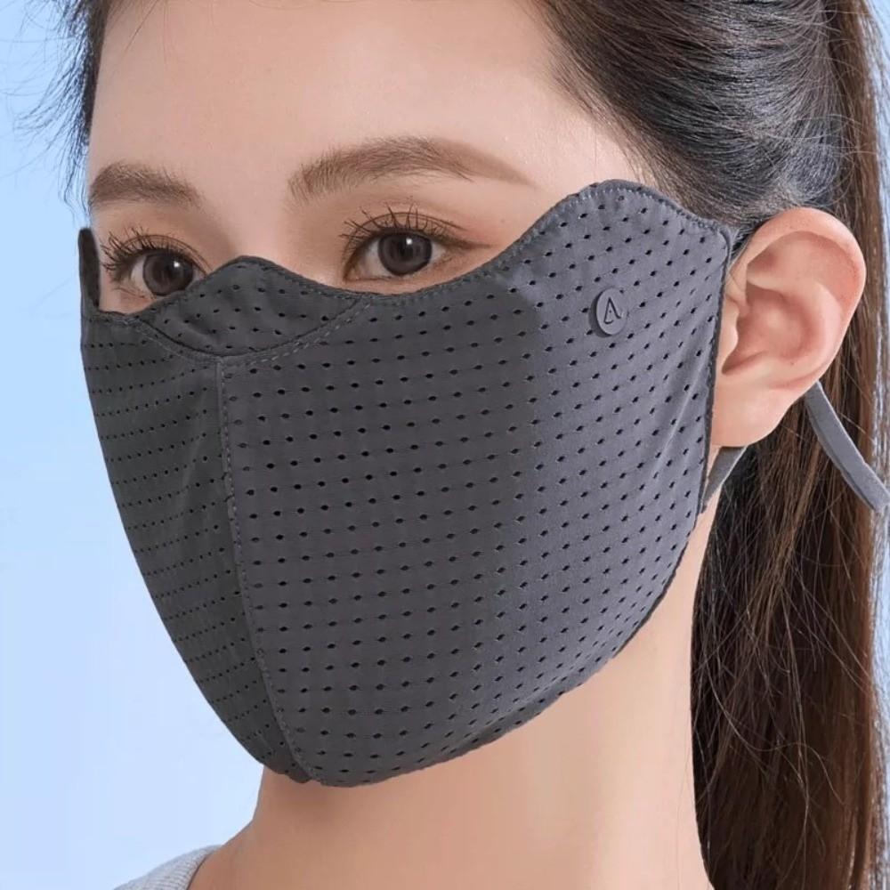 

New Breathable Ice Silk Mask Anti-UV Washable Anti-sun Mask Dustproof Mesh Sunscreen Mask Outdoor Sports темно серый