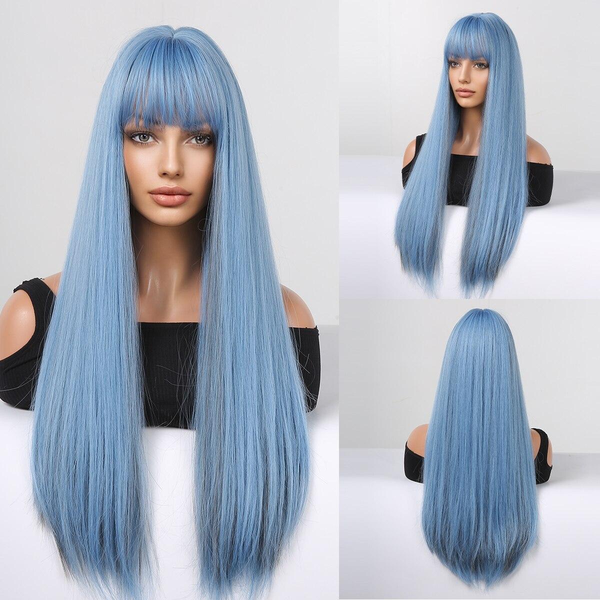 HAIRCUBE Длинные прямые темно-зеленые синтетические парики Косплей волосы с челкой — фото 7