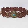 Vintage Women's Western Denim Belt Hollow Wide Round Cutout Waistband Round Belts