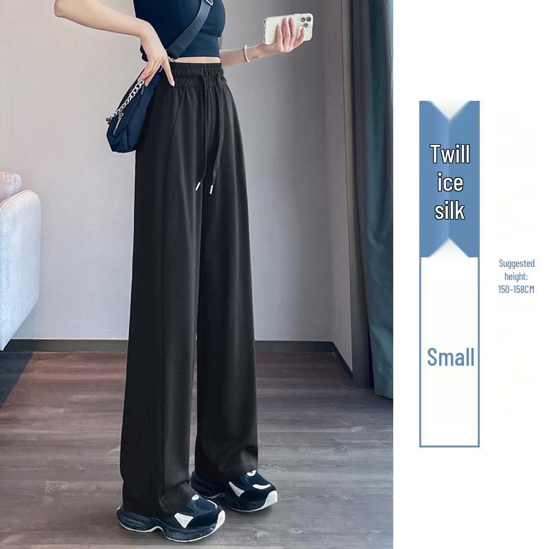 Women's Petite Velvet-Lined Wide-Leg Sweatpants, Straight-Leg Style, Height-Enhancing, 2025 Autumn/Winter Collection.