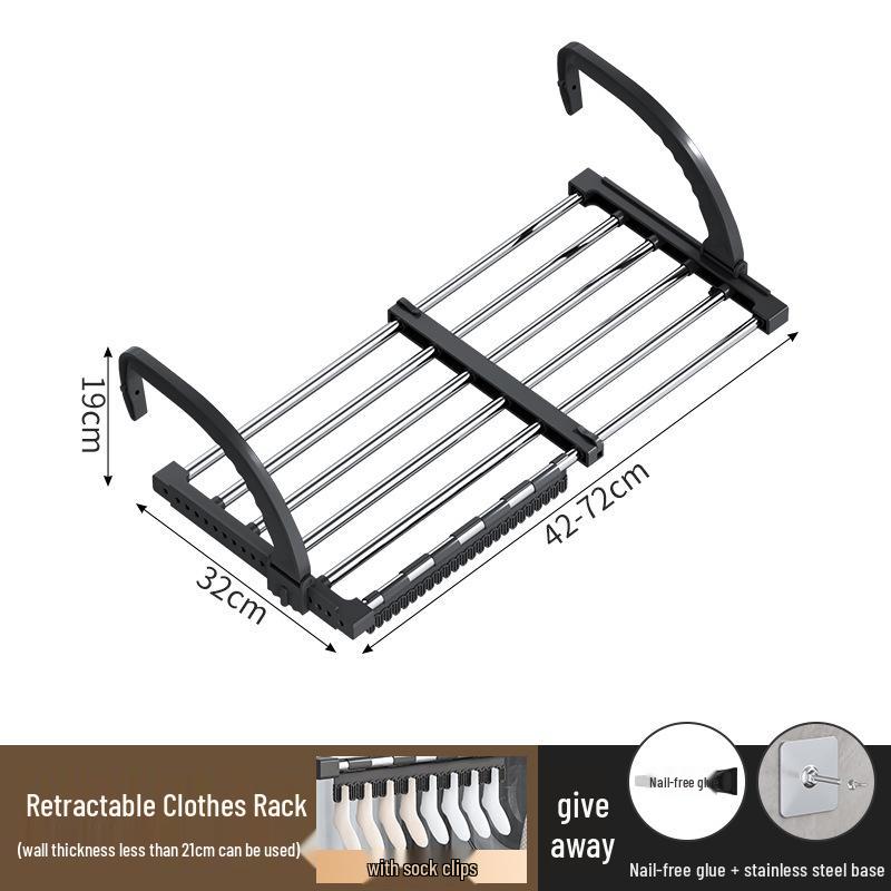 Telescopic Punch-Free Clothes & Shoe Drying Rack for Window Railings and Balcony