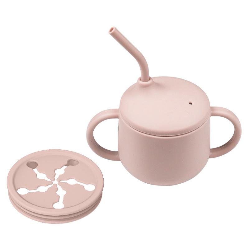 Panda Silikonový tréninkový hrníček pro děti: S brčkem proti pádu