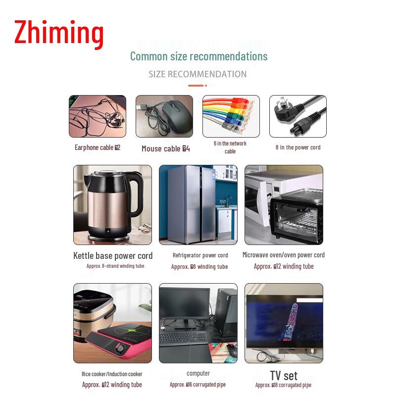 Tubo Organizador de Cables con Cremallera Zhiming PE