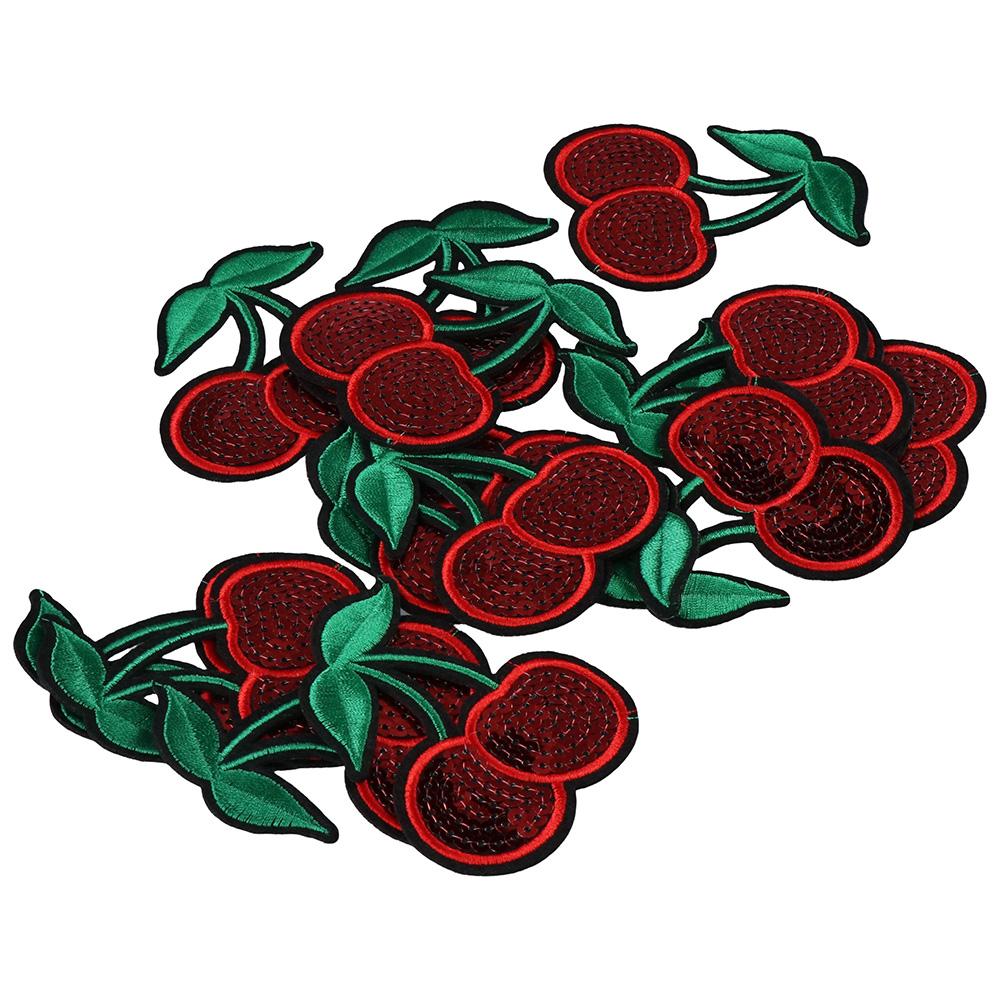 

15 шт. полиэстеровые нашивки с фруктами 6,8x7,7 см, милые украшения для одежды своими руками, нашивки с красной вишней, шляпы