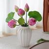 Chinese Lotus Artificial Flower Decoration for Living Room and Dining Table - Realistic Floral Arrangement with Lotus Leaf.