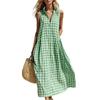 Women’s Sleeveless Maxi Dress Button Down Loose Fit Long Dress with Collared Neckline for Beach or Vacation Wear