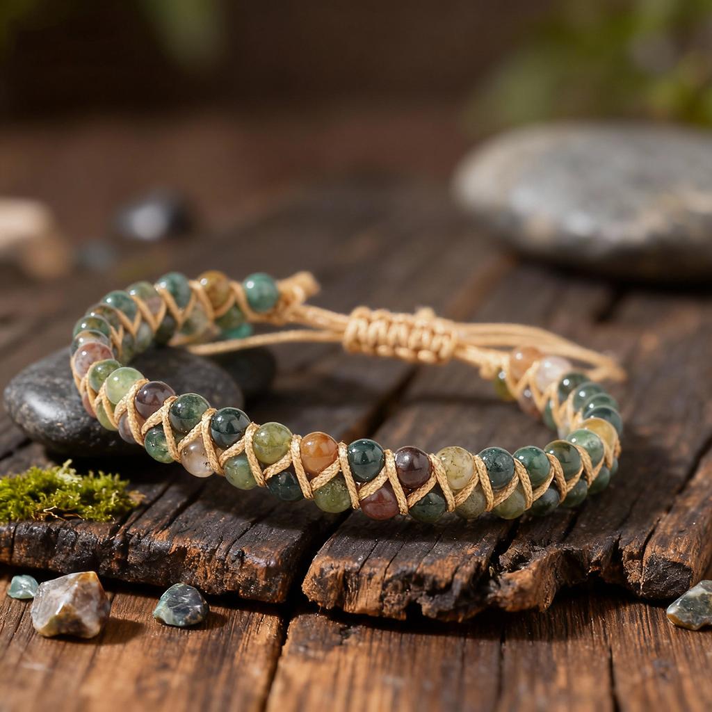 Boho Fußkettchen mit Naturstein für Damen Geflochtenes Seil Kaiserperlen Verstellbares Knöchelarmband Damen Sommer Strand Schmuck Geschenk
