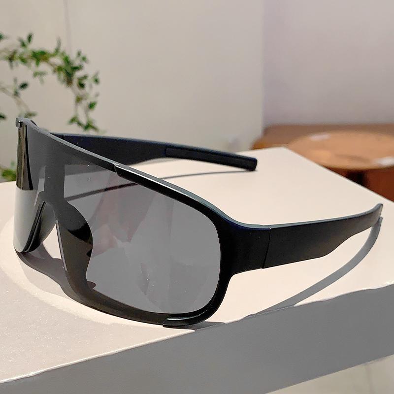 Oversize Monoblock Sunglasses Men Fashion Mirror Sports Goggle for Skiing Trendy Women Anti-UV Outdoor Hiking Sun Glasses